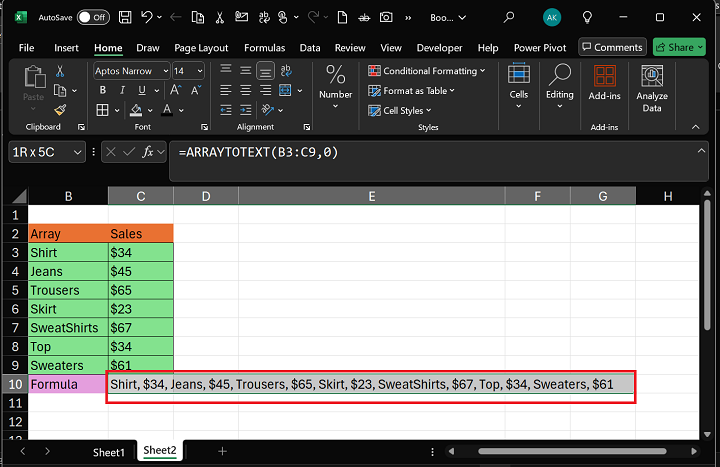 Excel ARRAYTOTEXT 函数 3