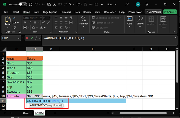 Excel ARRAYTOTEXT 函数 4