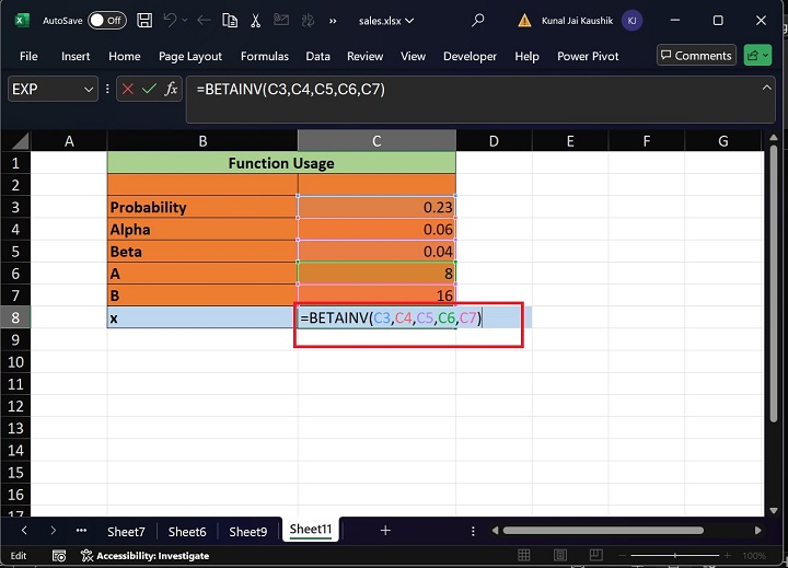 Excel BETAINV 函数 1