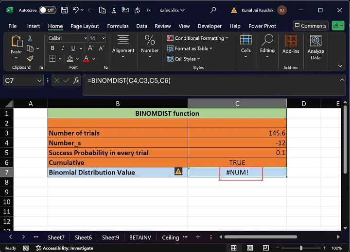 Excel BINOMDIST 函数 10