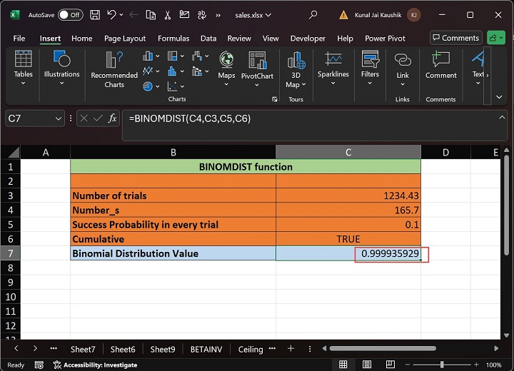 Excel BINOMDIST 函数 2