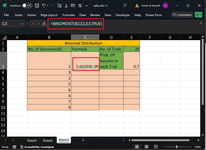 Excel BINOMDIST 函数 4