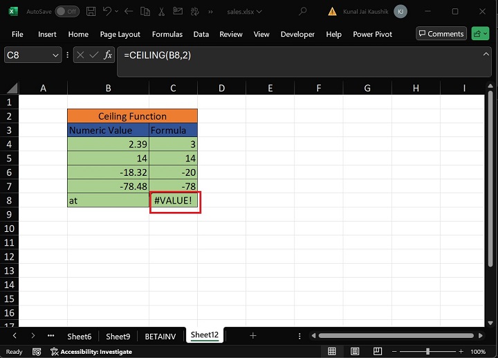 Excel Ceiling 函数 10