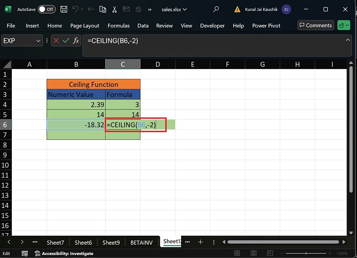 Excel Ceiling 函数 5