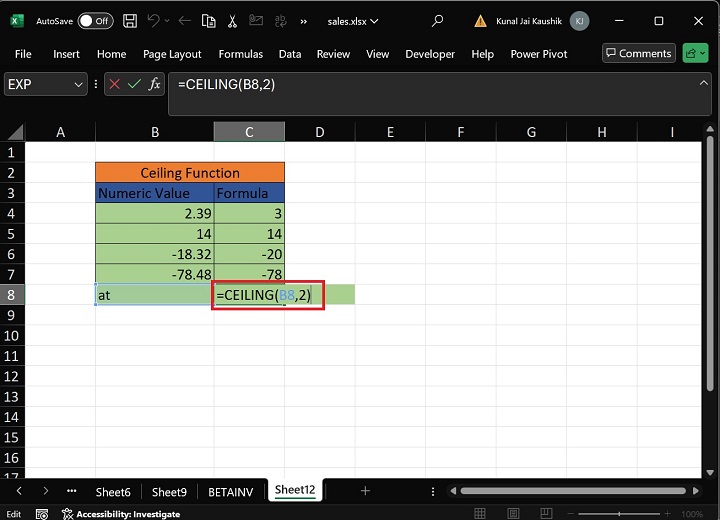 Excel Ceiling 函数 9