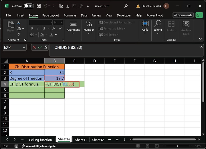 Excel CHIDIST 函数 3