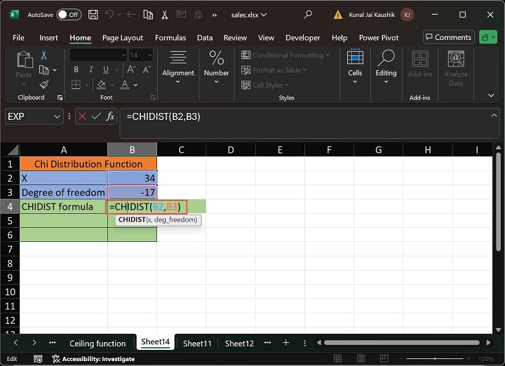 Excel CHIDIST 函数 8