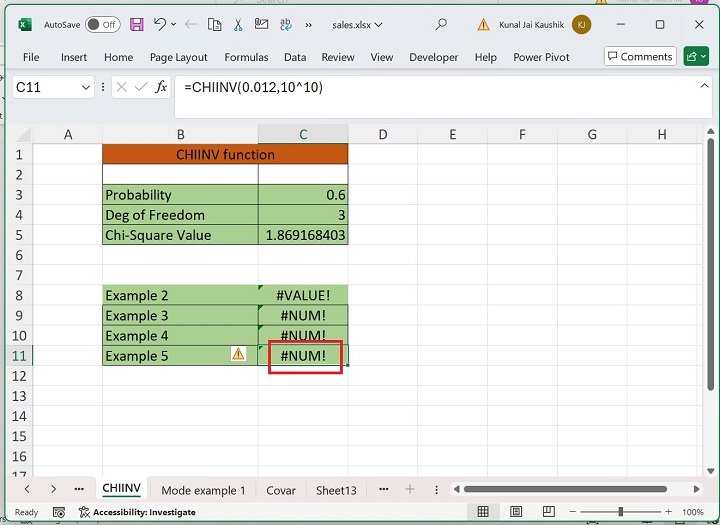 Excel CHIINV 函数 10