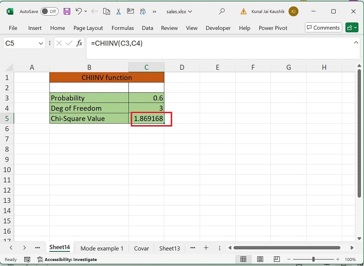 Excel CHIINV 函数 2