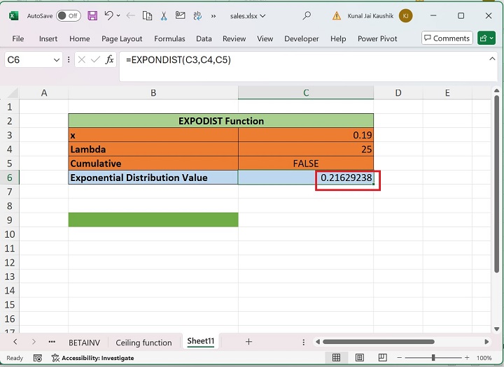 Excel EXPONDIST 函数 2