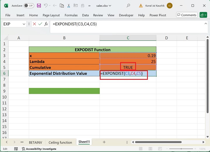 Excel EXPONDIST 函数 3