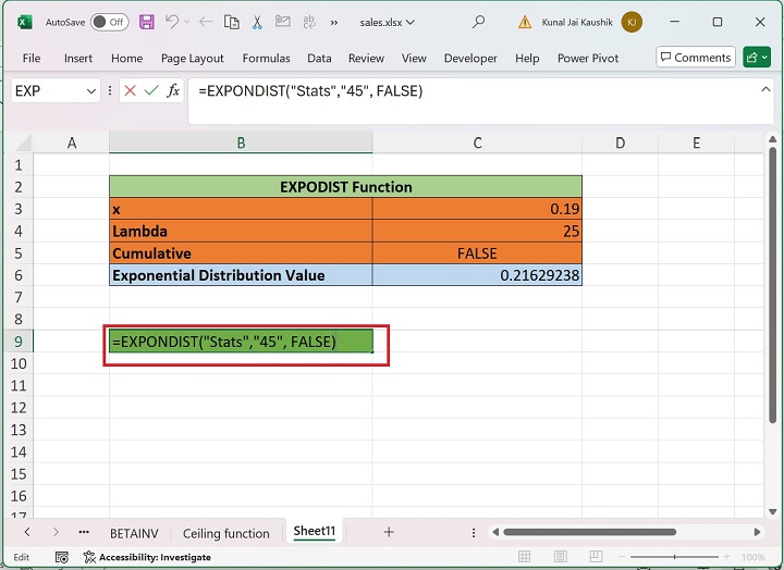 Excel EXPONDIST 函数 4