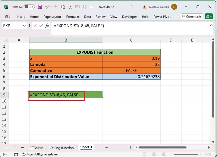 Excel EXPONDIST 函数 6