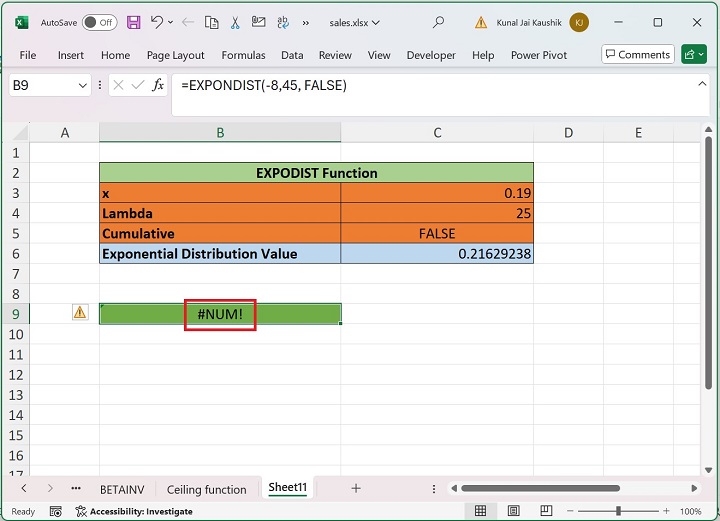 Excel EXPONDIST 函数 7