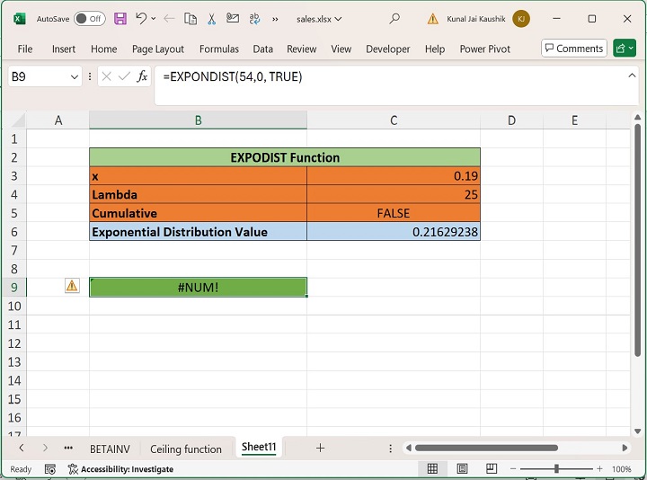 Excel EXPONDIST 函数 9