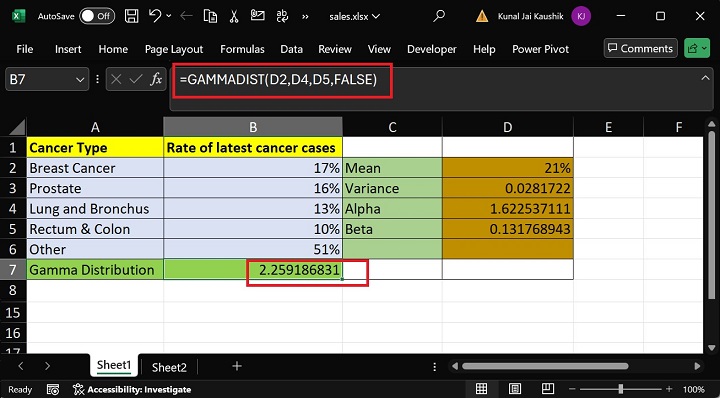 Excel GAMMADIST 函数 11