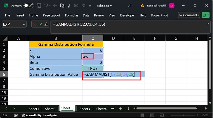 Excel GAMMADIST 函数 12