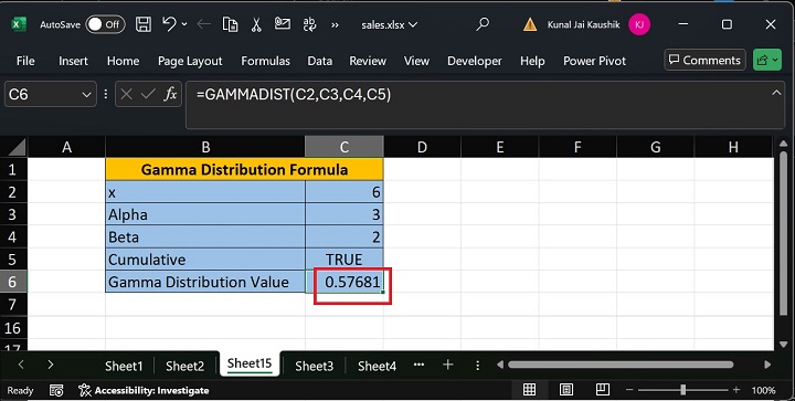 Excel GAMMADIST 函数 2