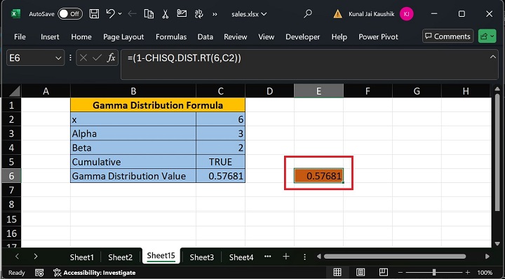 Excel GAMMADIST 函数 4