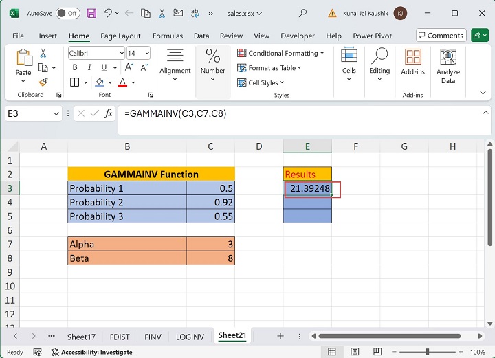 Excel Gammainv 函数 2