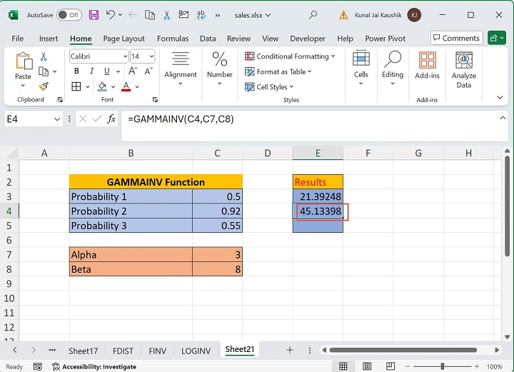 Excel Gammainv 函数 4