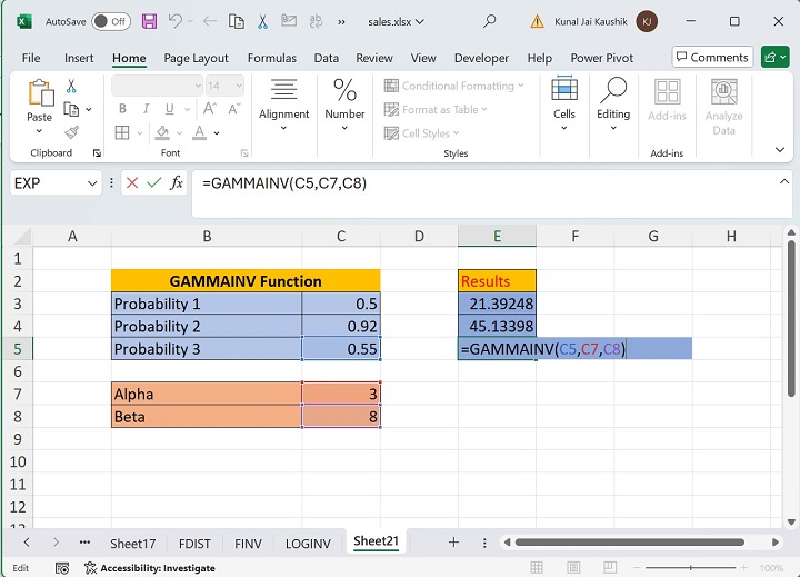 Excel Gammainv 函数 5