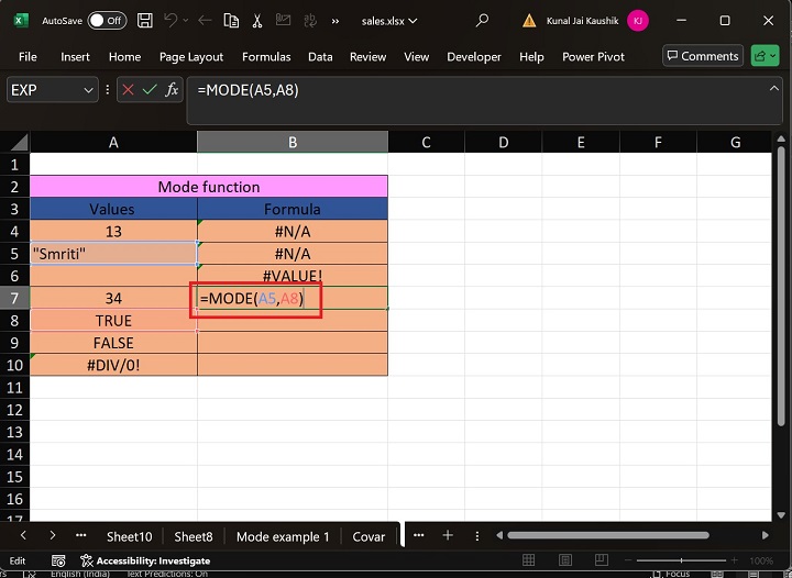 Excel MODE 函数 15
