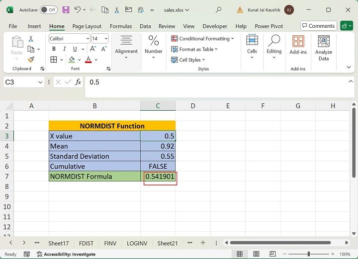 Excel NORMDIST 函数 2