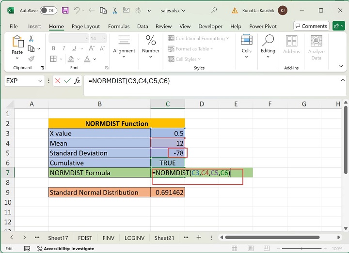 Excel NORMDIST 函数 9