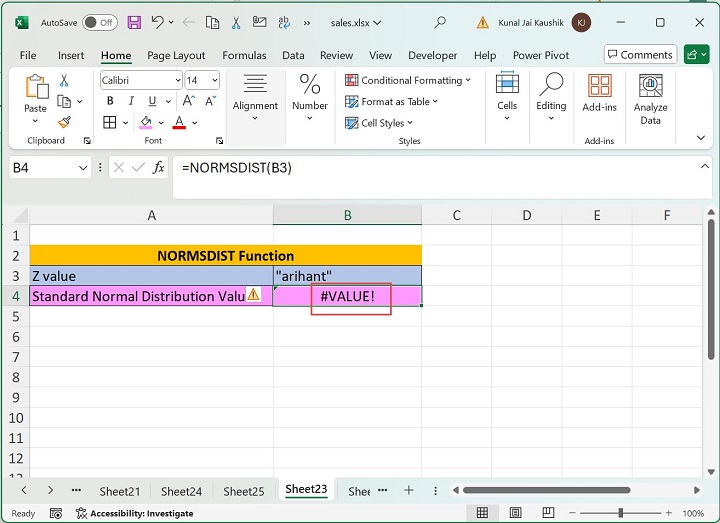 Excel NORMSDIST 函数 4
