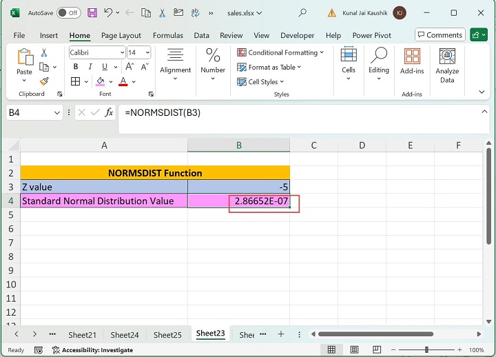 Excel NORMSDIST 函数 6