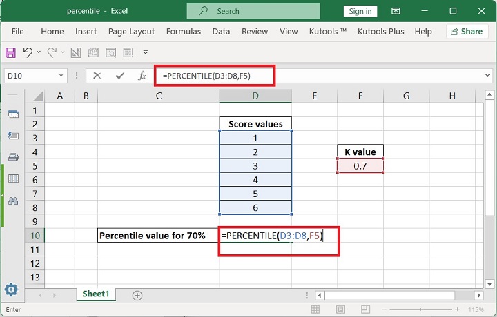 Excel PERCENTILE 函数 2