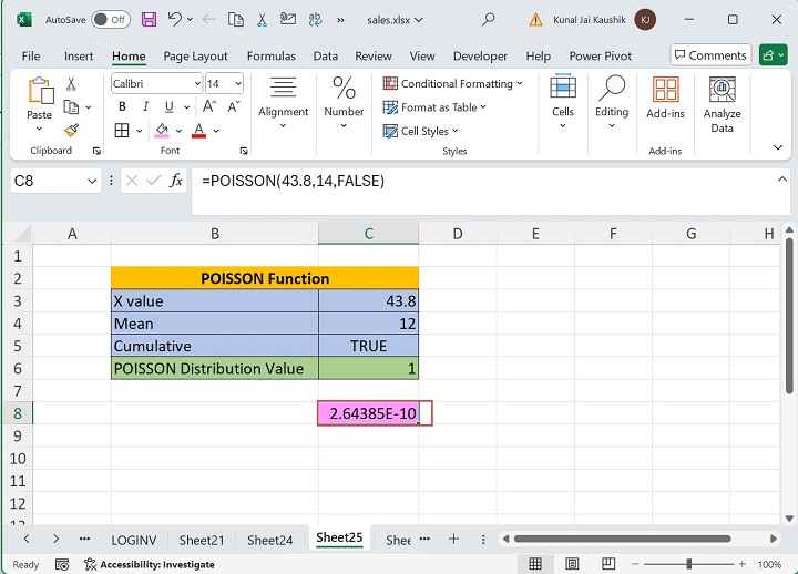 Excel POISSON 函数 3