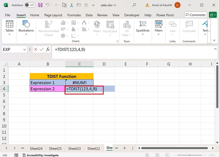 Excel TDIST 函数 15