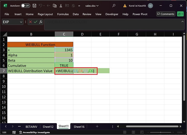 Excel WEIBULL 函数 3