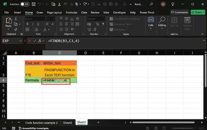 FINDB Function 4