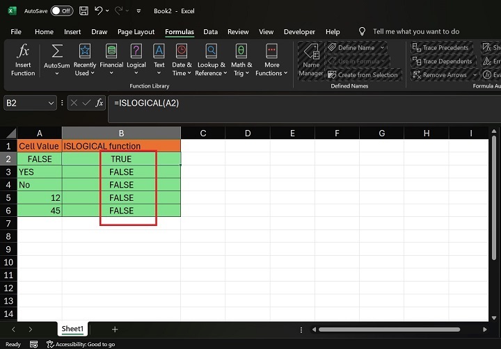 如何在 Excel3 中使用 ISLOGICAL 函数