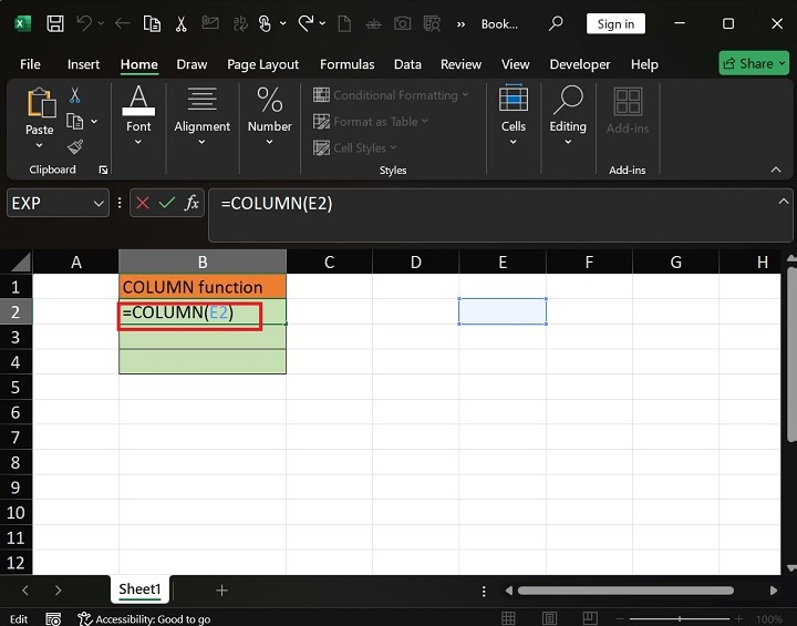 如何在 Excel1 中使用 COLUMN 函数