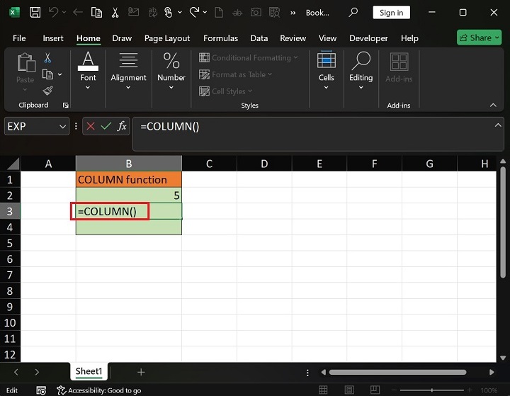 如何在 Excel3 中使用 COLUMN 函数