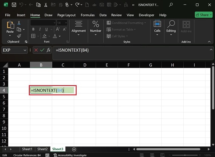 ISNONTEXT 函数不处理循环引用 1