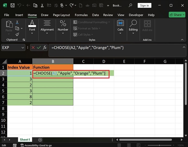 CHOOSE 函数在 Excel1 中的作用是什么