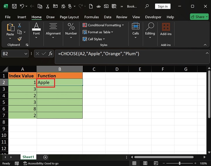 CHOOSE 函数在 Excel2 中的作用是什么