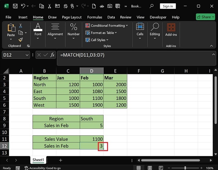 MATCH 函数在 Excel6 中的作用是什么