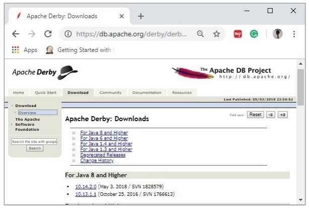 Apache Derby 的最新版本