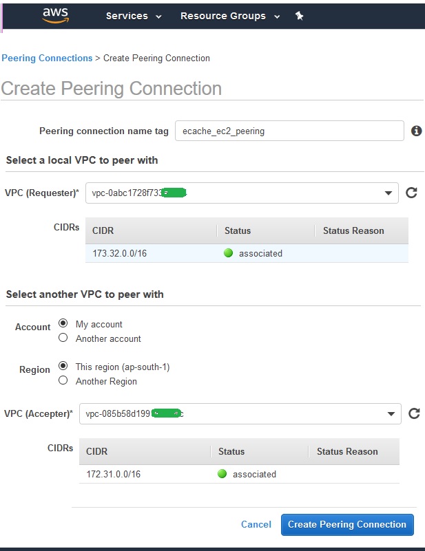  在不同的 vpc 2 中创建