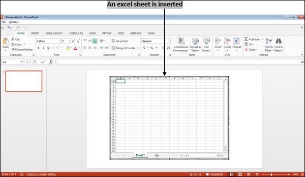 Powerpoint Excelsheet 已插入