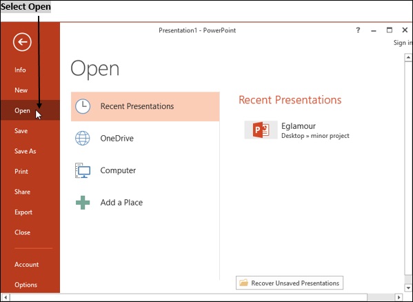 Powerpoint 打开选项