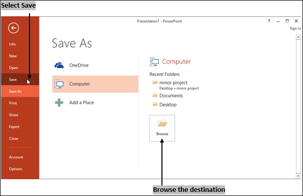 Powerpoint 选择保存