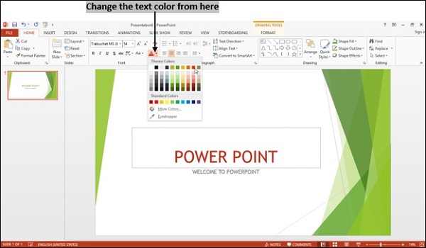 Powerpoint 文本颜色