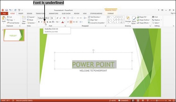 powerpoint 下划线字体